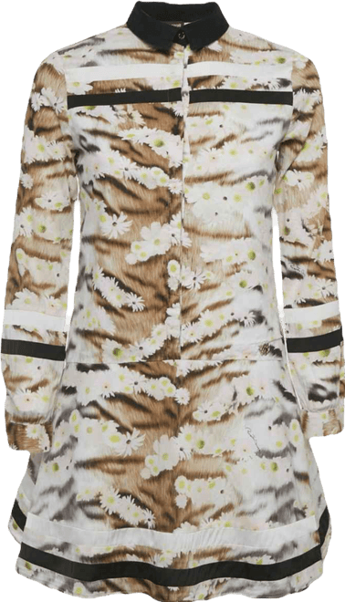 Women's Brown Floral Print Cotton Mini Dress