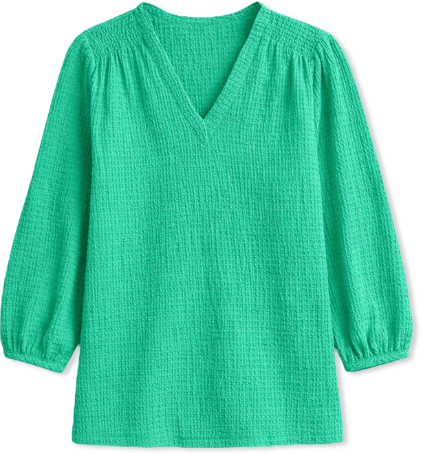 Petite V-Neck Smocked Shoulder Top