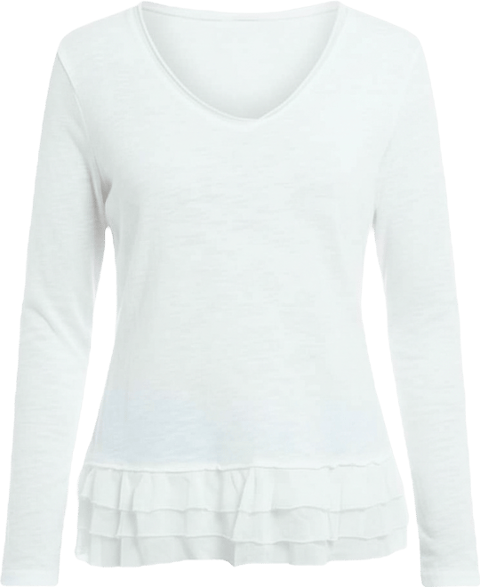 Women's V-Neck Mixed Media Long Sleeve