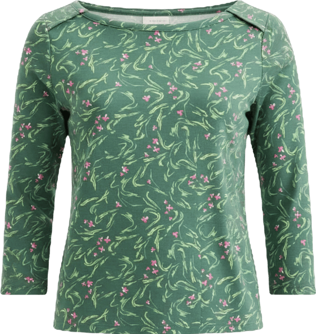 Women's Printed Pima Cotton 3/4-Sleeve Boat-Neck Top, Macy's Exclusive
