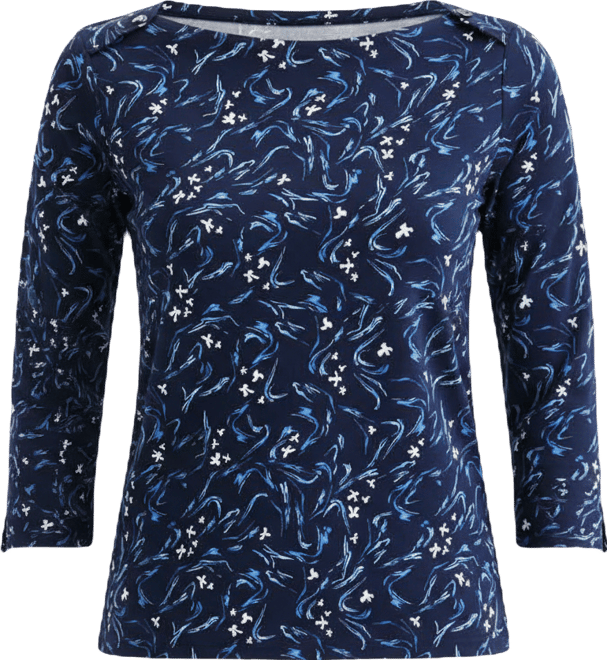 Women's Printed Pima Cotton 3/4-Sleeve Boat-Neck Top, Macy's Exclusive