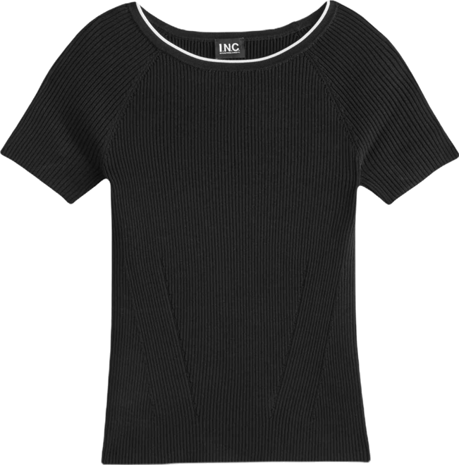 Women's Tipped Rib-Knit Short-Sleeve Top, Macy's Exclusive