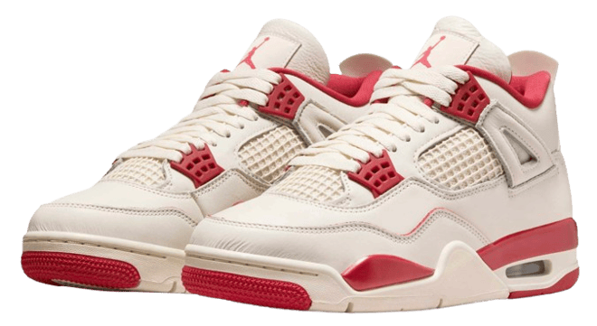 Air Jordan 4 Retro "Pale Ivory and Tough Red" Women's Shoes