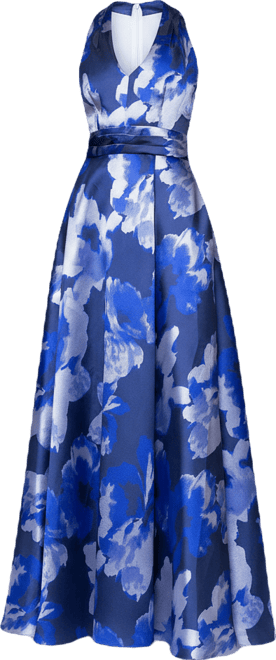 Xscape Jacquard Floral V-Neck Sleeveless A-Line Gown | Dillard's