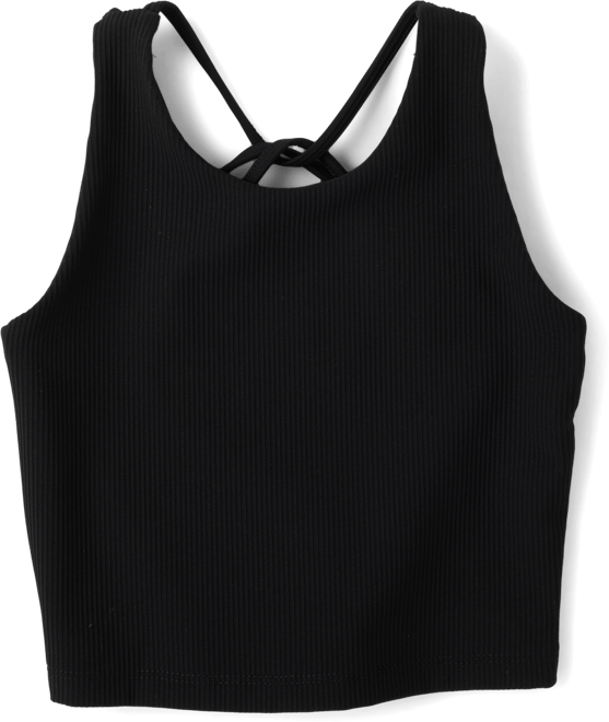 Girls Active Sleeveless Quick Dry Cross Back Ribbed Tank Top