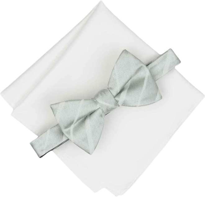 Men's Textured Bow Tie & Pocket Square Set, Created for Macy's