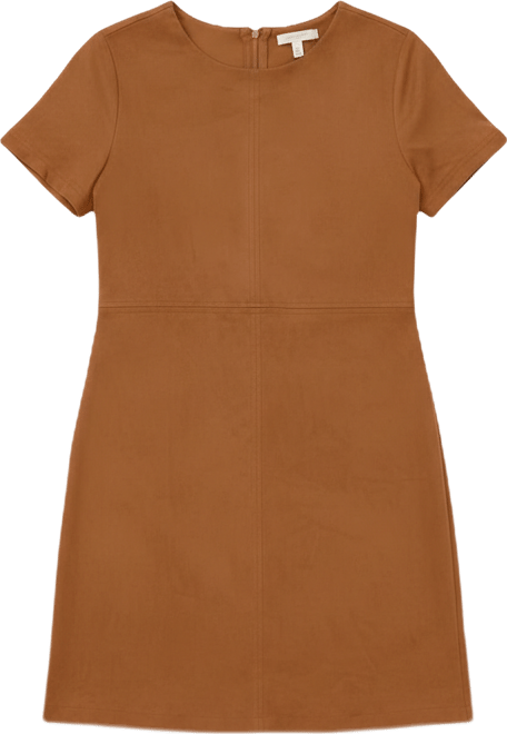 Women's Faux-Suede Seamed-Panel Shift Mini Dress