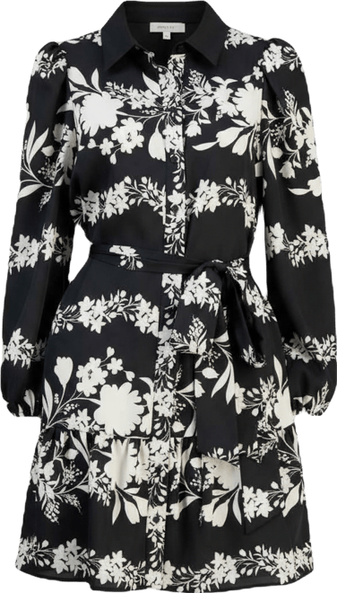 Women's Floral Tiered-Hem Shirtdress