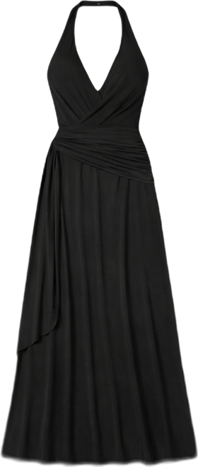 Women's Wrap Front Plunge Neck Maxi Dress