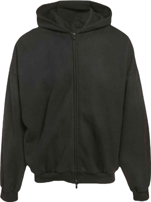 Men's Black Cotton Zip-Up Oversized Jacket