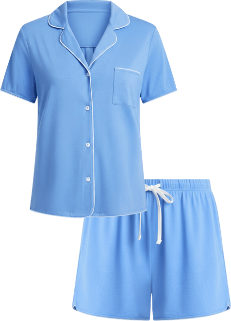 Women's Fluid Knit Notched-Collar Pajama Set Xs-3X, Exclusively at Macy's