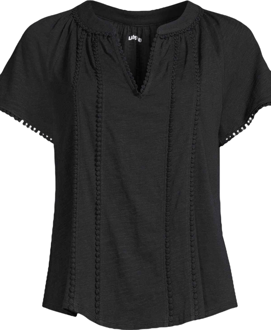 Women's Slub Short Sleeve Notch Neck Top