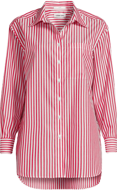 Women's Oversized No Iron Tunic with Statement Collar Shirt