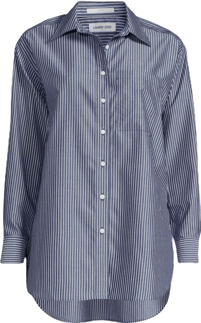 Women's Oversized No Iron Tunic with Statement Collar Shirt