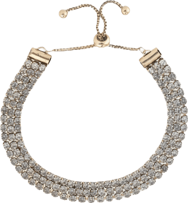 Adjustable Triple Row Crystal Bracelet in Gold