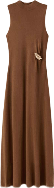 Women's Brooch Turtleneck Knitted Dress