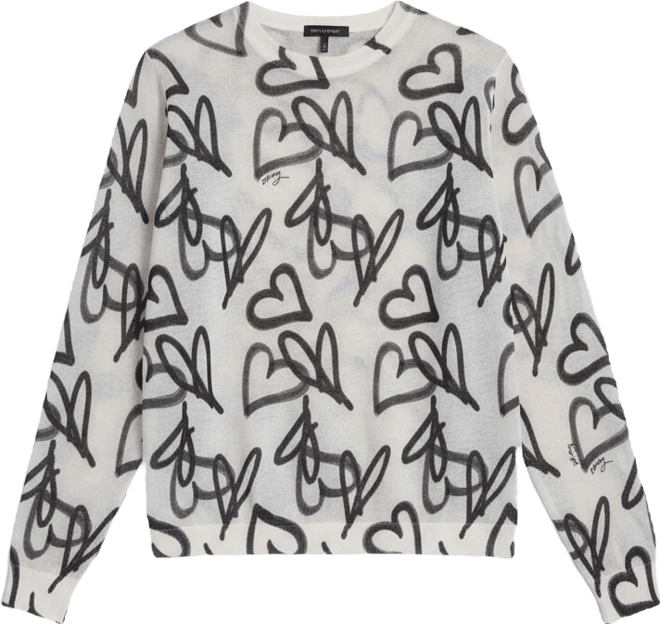 Women's Long-Sleeve Printed Crew Neck Sweater