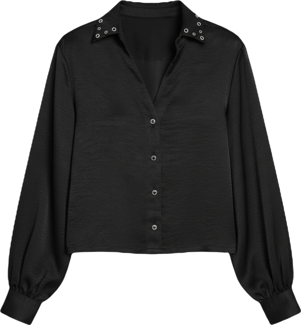 Women's Studded Collar Y-Neck Shirt