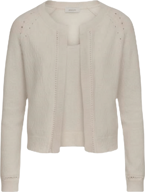 Women's Pointelle Stitch Detail Open-Front Cardigan