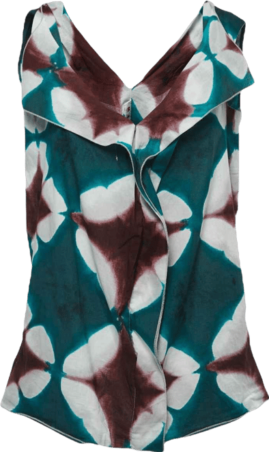 Women's Green Tye Dye Printed Cotton Sleeveless Top