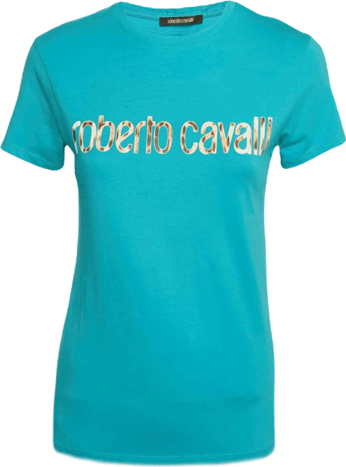 Women's Blue Logo Print Jersey T-Shirt