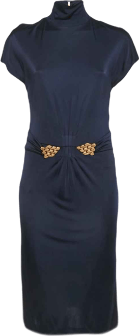 Women's Purple Jersey Broach Detail Knee -Length Dress