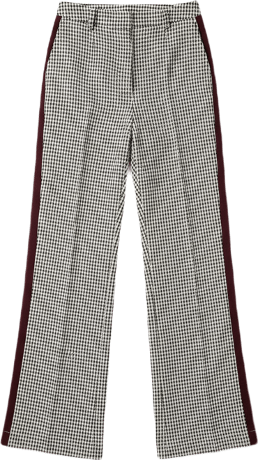 Women's Checkered Wide-Leg Trousers With Side Stripe