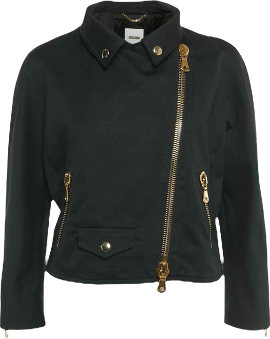 Women's Black Cotton Biker Jacket