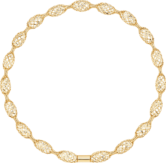 Flexible Open Work Stretch Oval Bracelet in 10k Yellow Gold