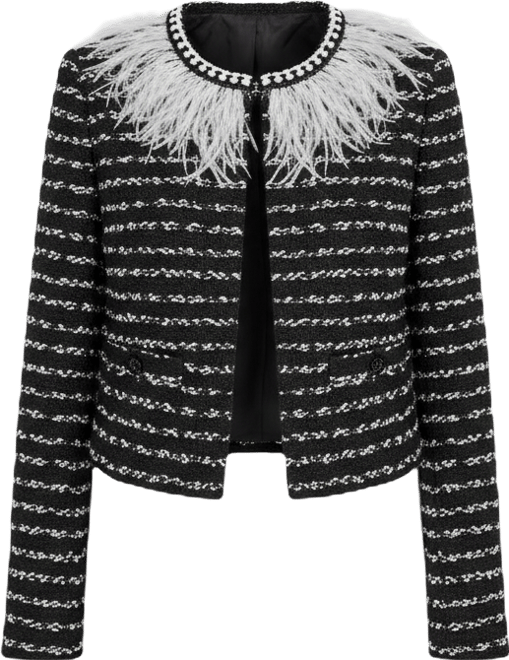 Women's Feather Detailed Bow Tweed Jacket