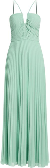 sachin and babi light blue dress Embroidery Sequin Sheer V-neckline Chiffon A-line Long Dress – Glow & Style