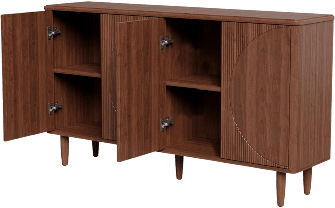 Modern Sideboard Buffet Table with Doors,59-Inch Buffet Cabinet Sideboard with Storage, for Living Room, Dining Room (Walnut)
