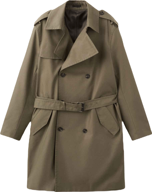 Men's Water-Repellent Belted Trench Coat