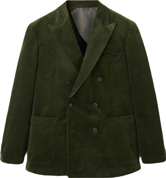 Men's Slim-Fit Double-Breasted Corduroy Jacket