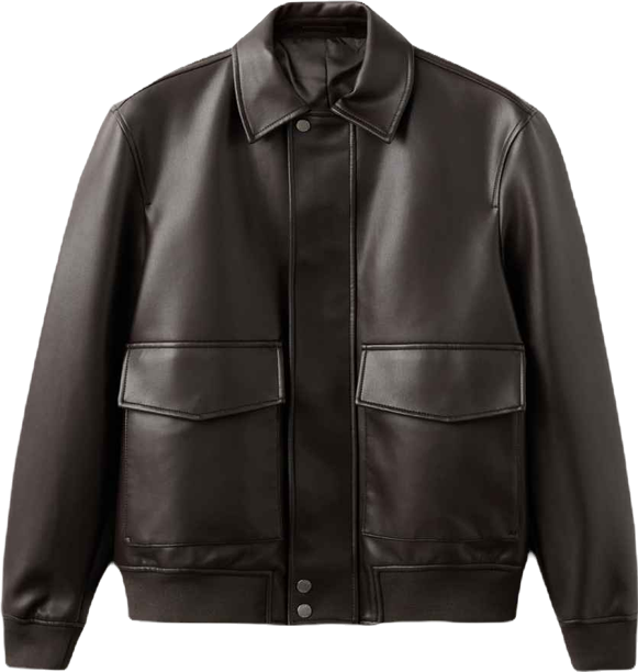 Men's Pockets Faux-Leather Jacket
