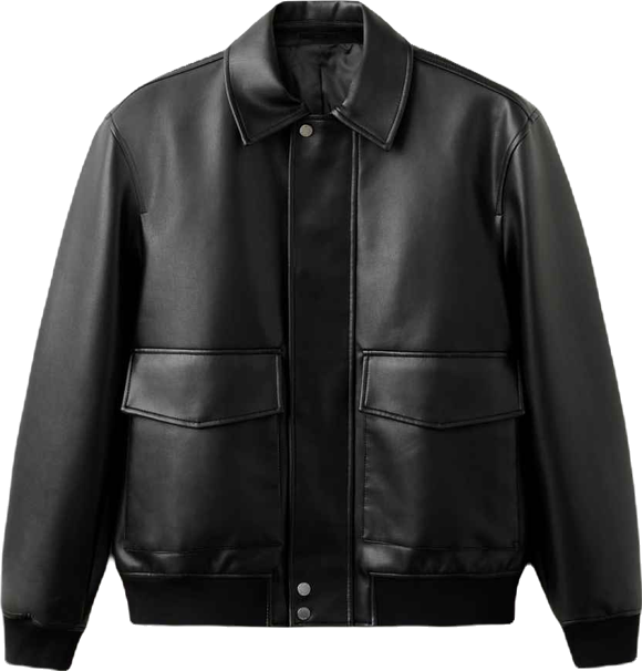 Men's Pockets Faux-Leather Jacket