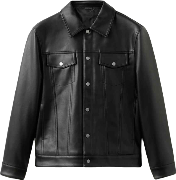 Men's Pockets Faux-Leather Jacket
