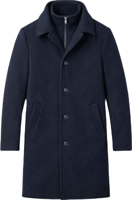 Men's Detachable Inner Collar Wool Coat