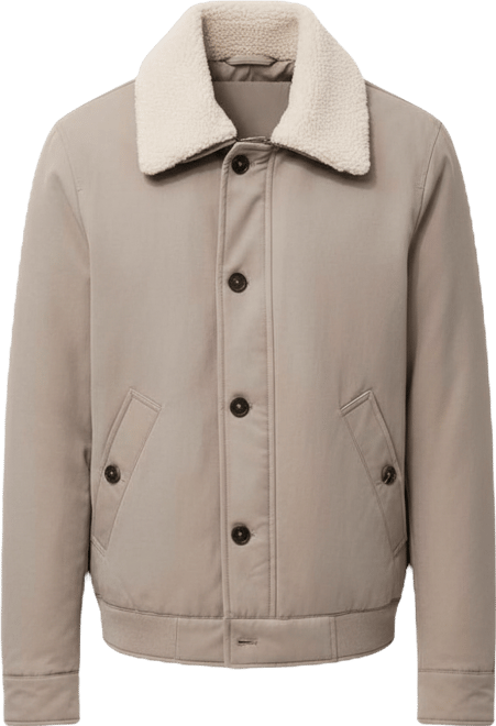 Men's Shearling-Effect Collar Quilted Jacket