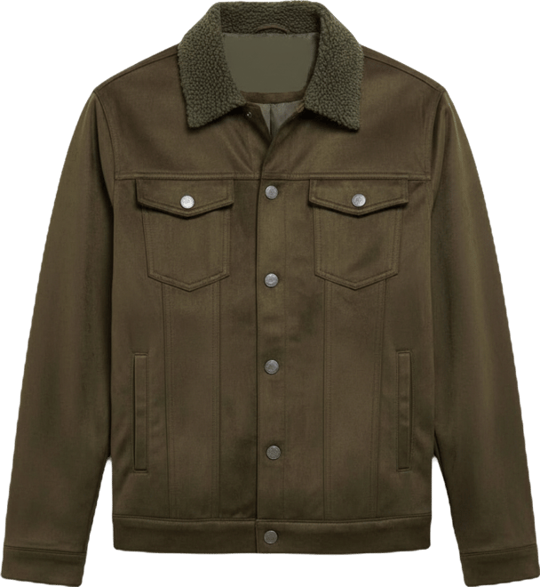 Men's Faux Suede Jacket With Faux Fur Collar