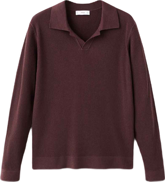 Men's Cotton-Blend Ribbed Polo Sweater