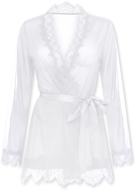 Women's Eyelash Lace Robe & G-String 2pc Lingerie Set