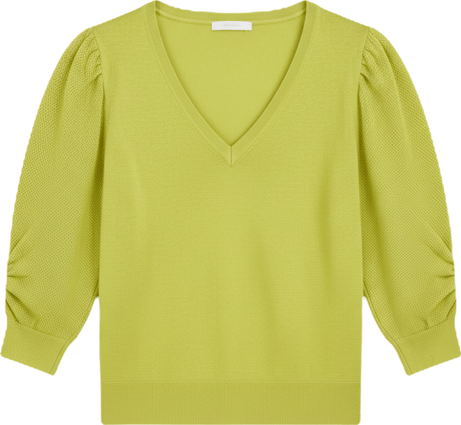 Women's Puff-Sleeve V-Neck Sweater