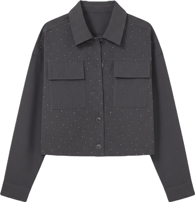 Women's Cropped Button-Up Shirt Jacket