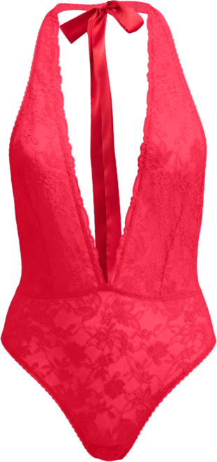 Women's Lace Halter Plunge-Neck Bodysuit, Exclusively at Macy's