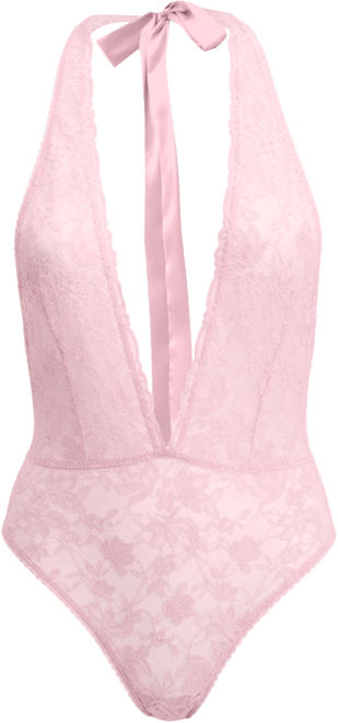Women's Lace Halter Plunge-Neck Bodysuit, Exclusively at Macy's