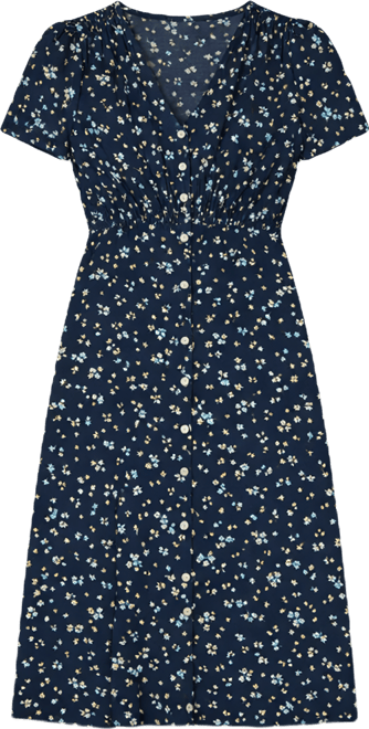 Juniors' Paola Short-Sleeve Crepe Midi Dress