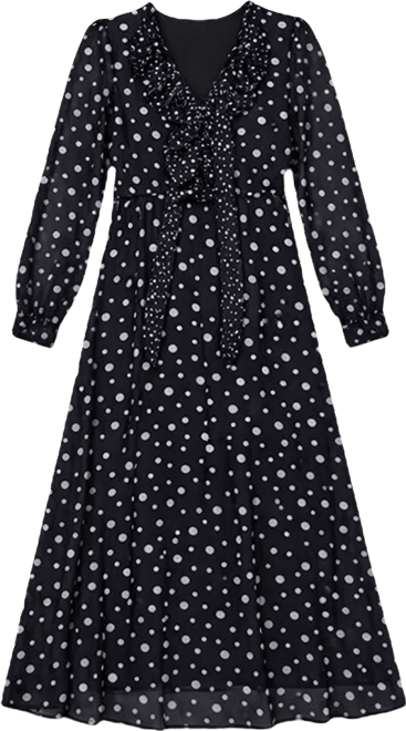 Women's Margot Ruffle Neck Spot Print Maxi Dress