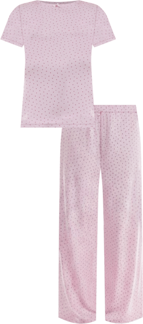 Women's Short-Sleeve T-Shirt and Wide Leg Pants, 2-Piece Pajama Set