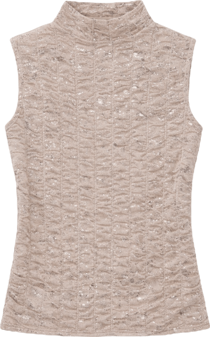 Women's Mock Neck Foil Printed Ruched Sweater